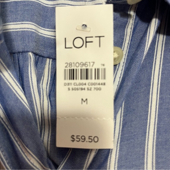 Loft Blue/White Striped Blouse Size Medium NWT - Picture 4 of 9
